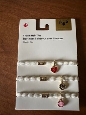 Lululemon Charm Hair Ties - Off White with Gold Accents NWT